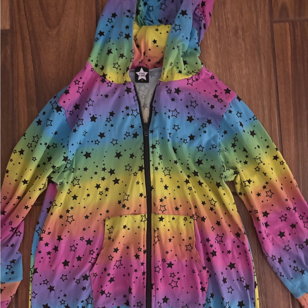 Kids Rainbow Star Print Hooded Raincoat